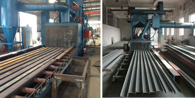 用于鋼結(jié)構(gòu)和槽鋼表面除銹的拋丸機(jī)展示圖