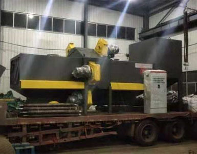 河南防腐拋丸機(jī)已發(fā)貨，六臺(tái)拋丸器的通過(guò)式拋丸清理機(jī)